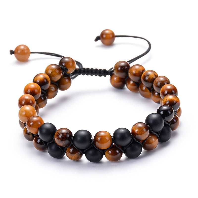 Tiger Eye Matte Black Agate Beads Bracelet