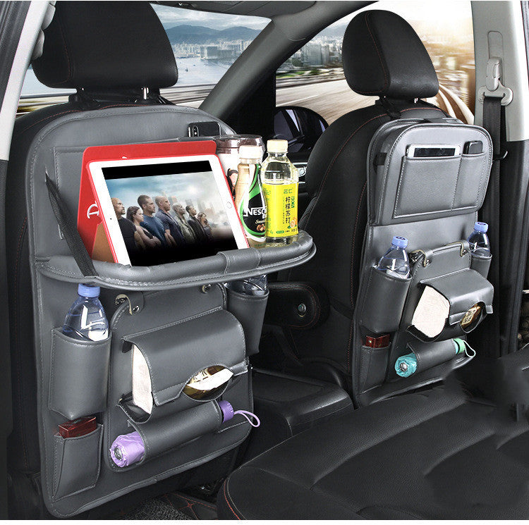 Leather Multifunction Back Seat Bag with Tray