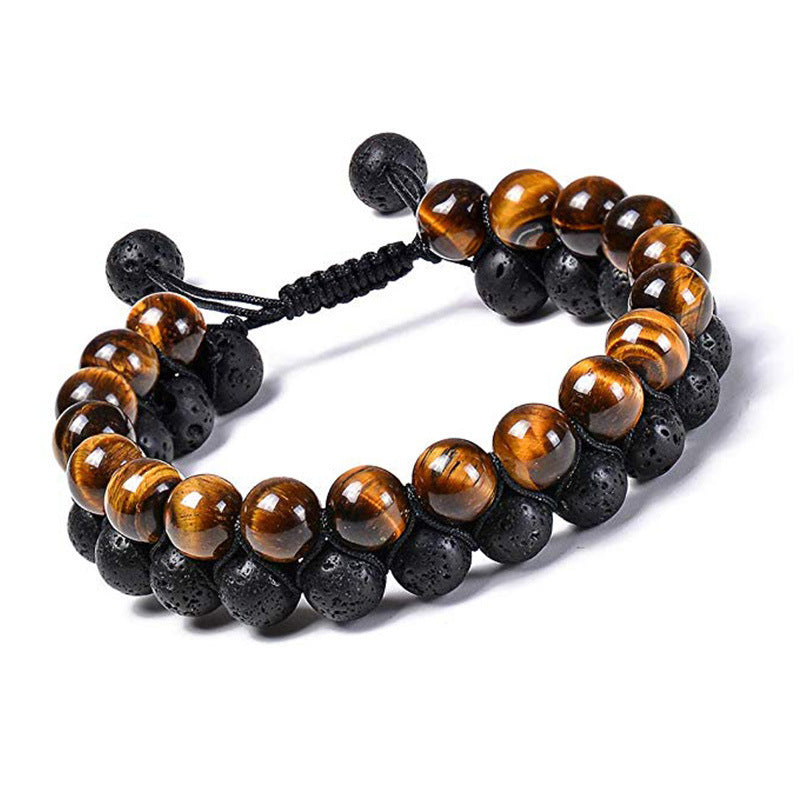 Tiger Eye Matte Black Agate Beads Bracelet