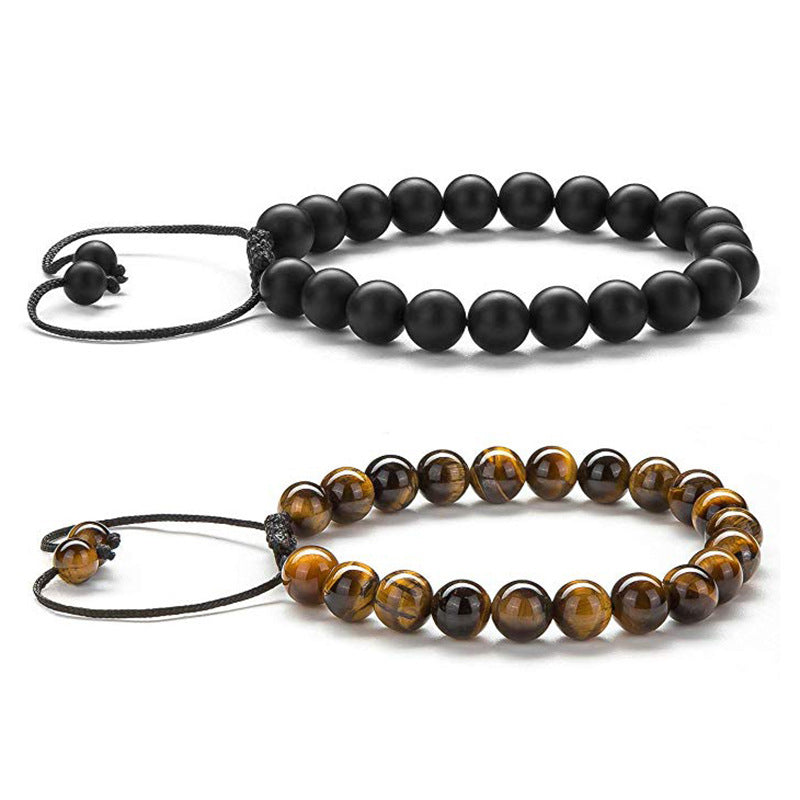 Tiger Eye Matte Black Agate Beads Bracelet