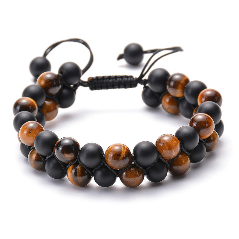 Tiger Eye Matte Black Agate Beads Bracelet
