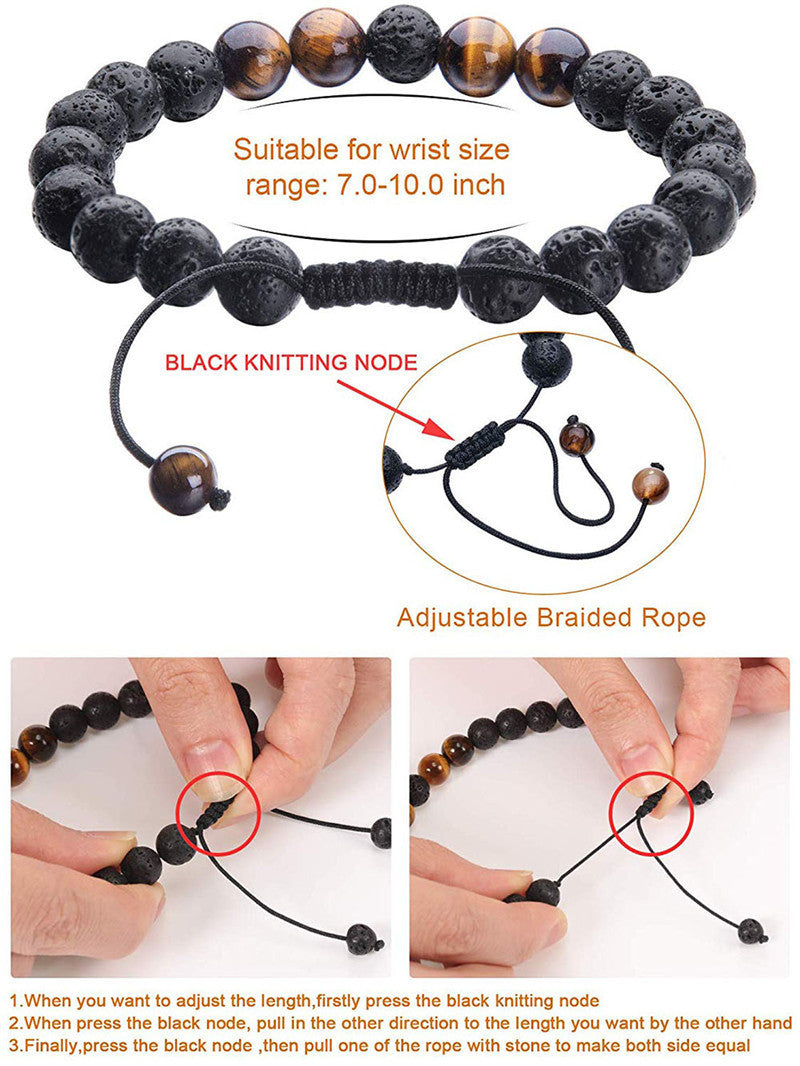 Tiger Eye Matte Black Agate Beads Bracelet