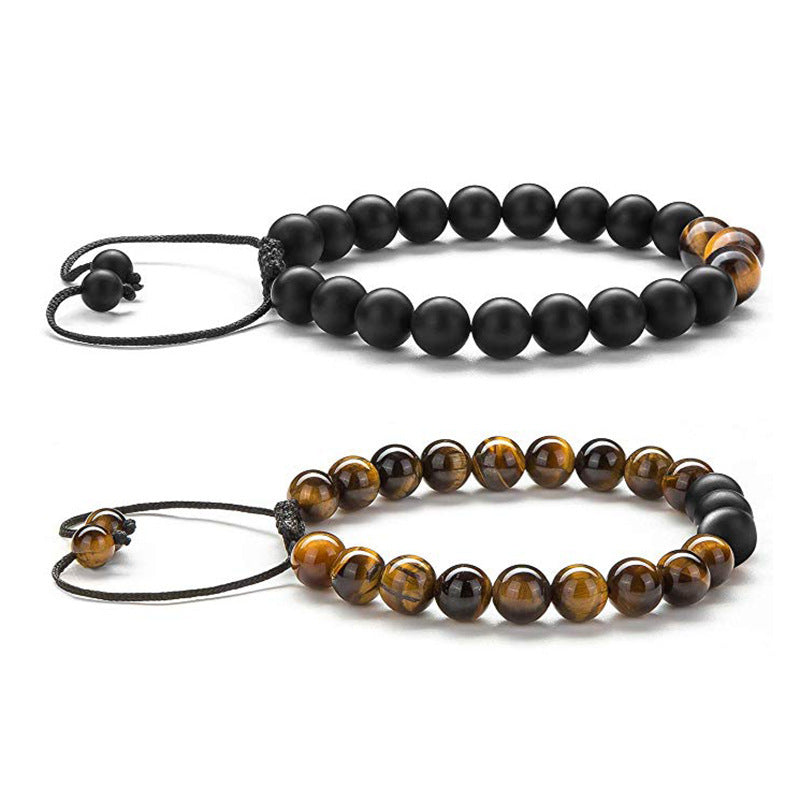 Tiger Eye Matte Black Agate Beads Bracelet