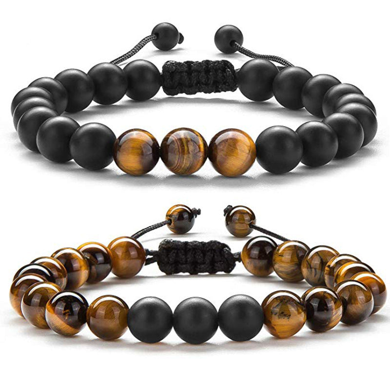 Tiger Eye Matte Black Agate Beads Bracelet