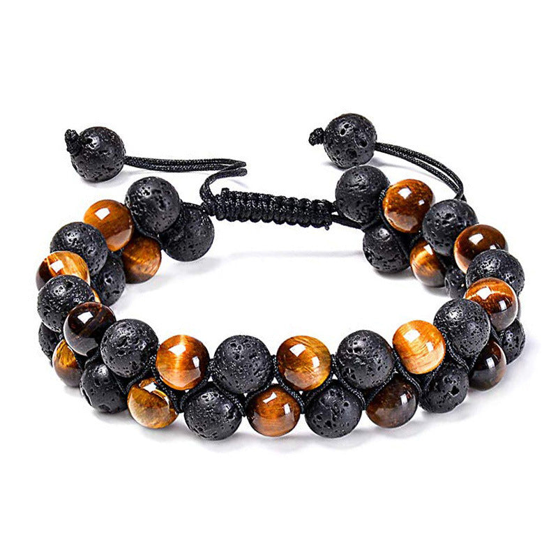 Tiger Eye Matte Black Agate Beads Bracelet