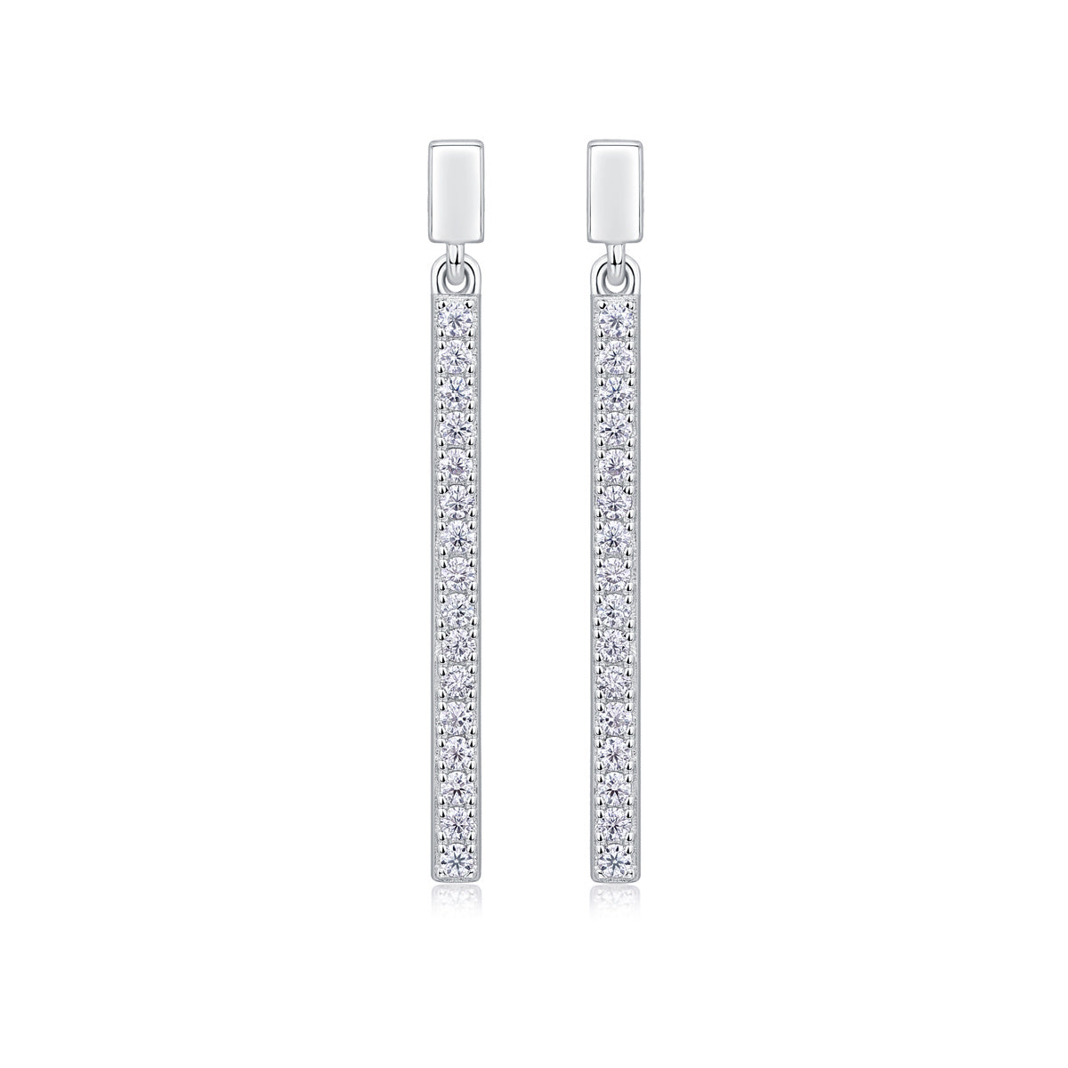 Véla Jumping Diamond Set Moissanite Silver Earrings