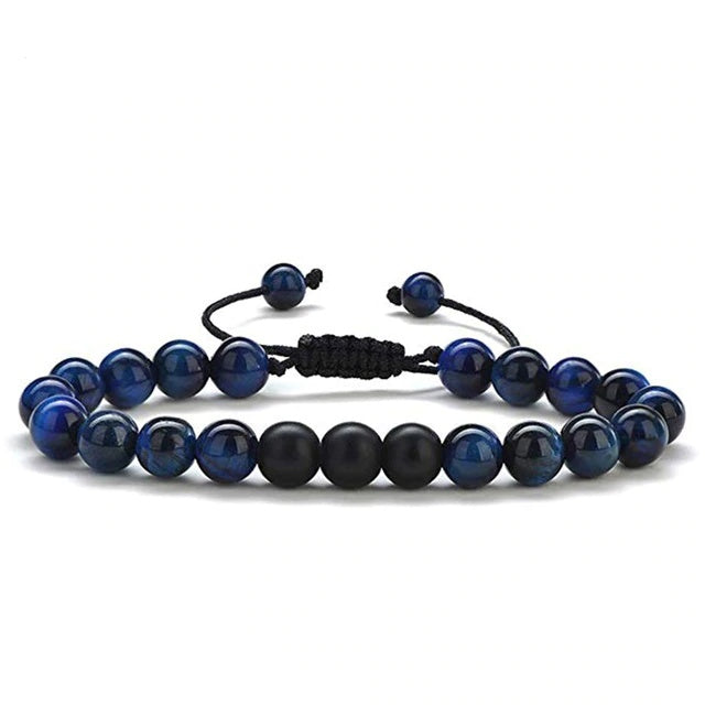 Tiger Eye Matte Black Agate Beads Bracelet