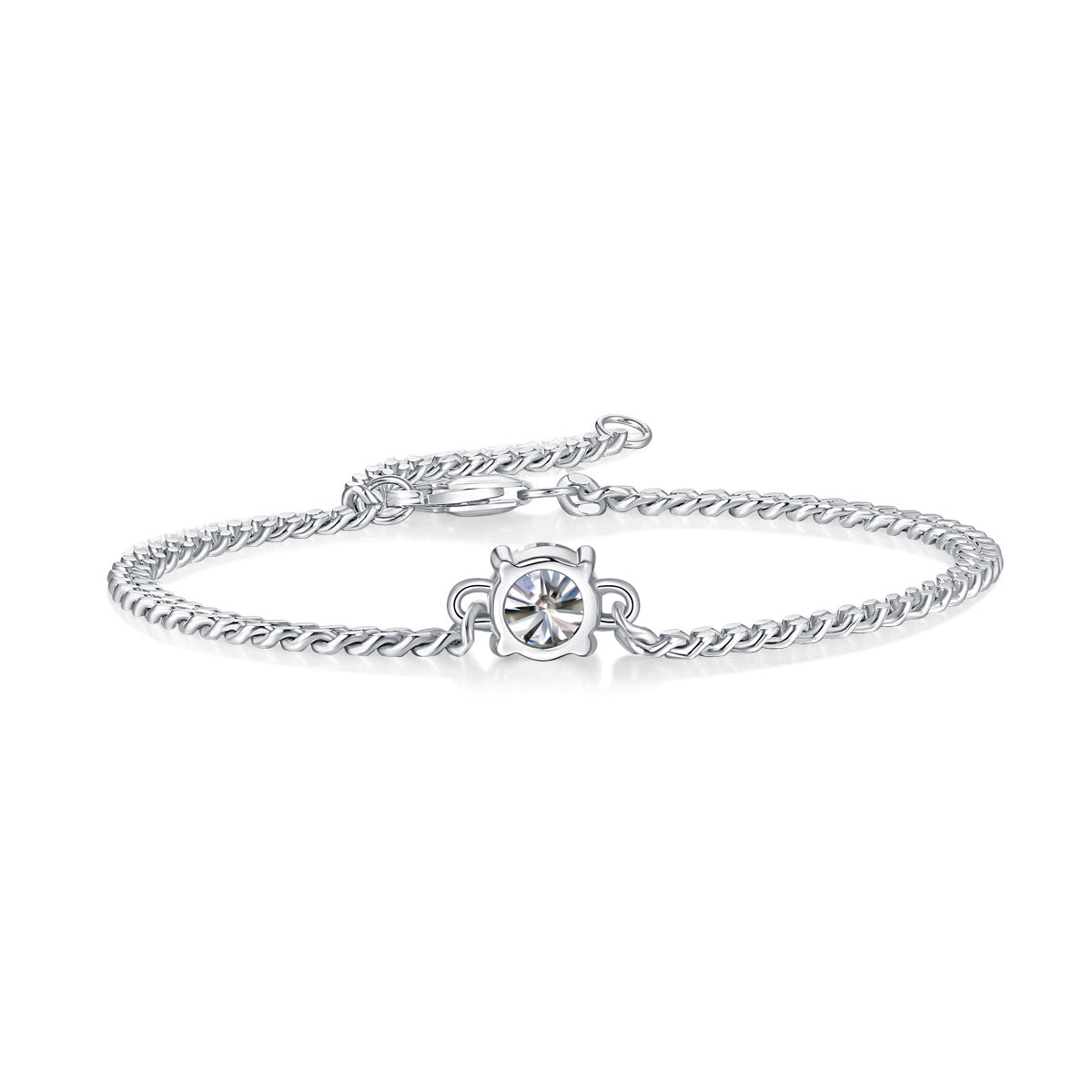 Opalina Cuban Moissanite Diamond Silver Bracelet