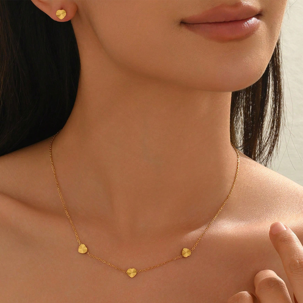 Twilight SET 18K Gold Plated Heart Necklace & EarringS