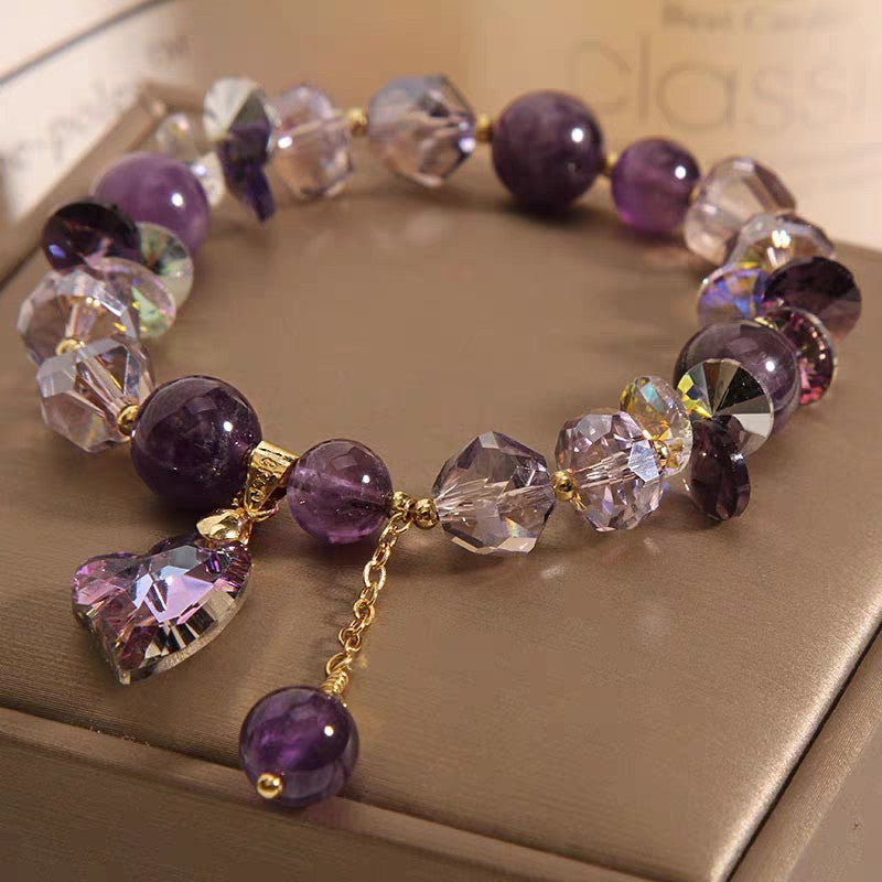 Purple Heart Crystal Natural Amethyst Bracelet