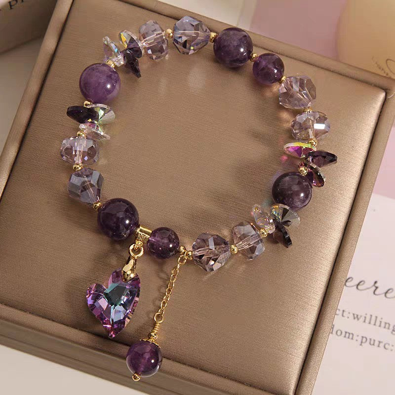 Purple Heart Crystal Natural Amethyst Bracelet