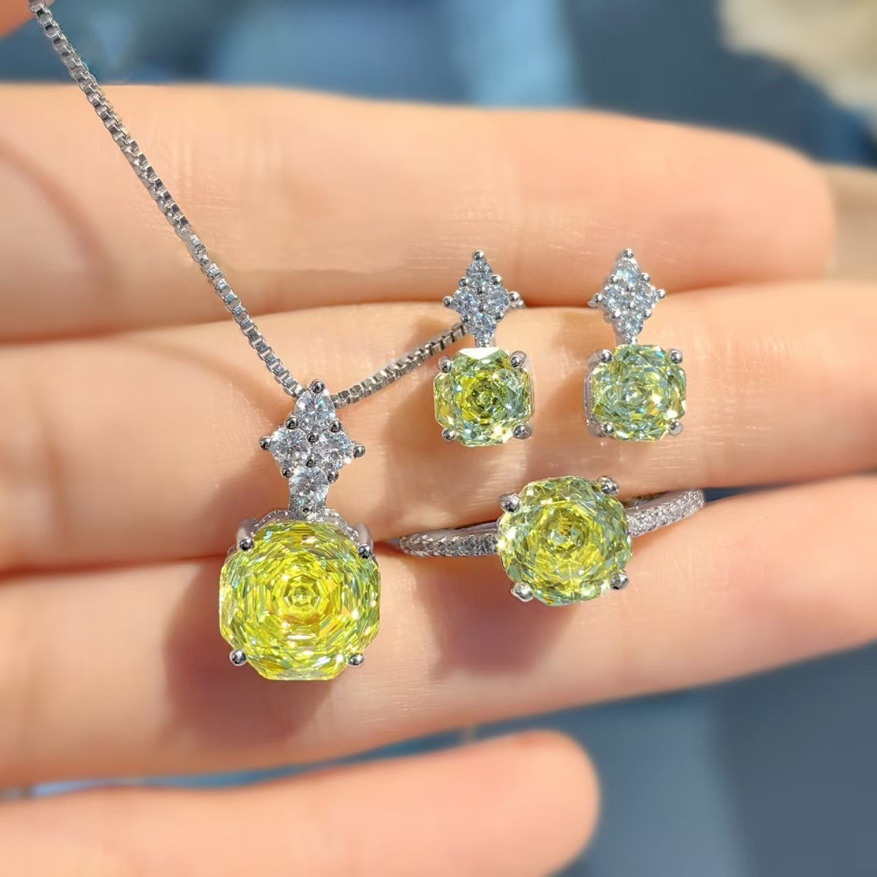 Eternal Blossom Moissanite Diamond Necklace set