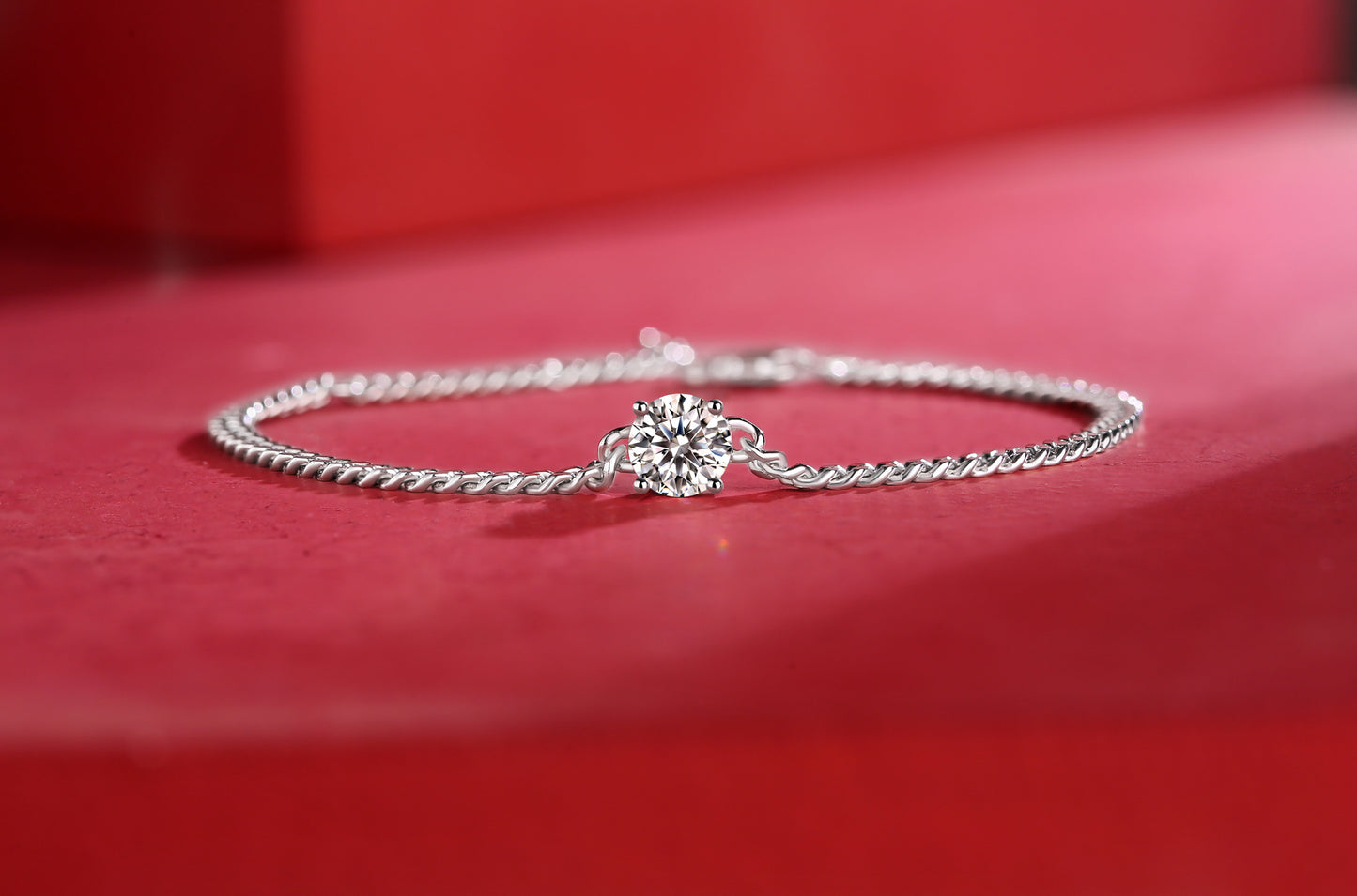 Opalina Cuban Moissanite Diamond Silver Bracelet