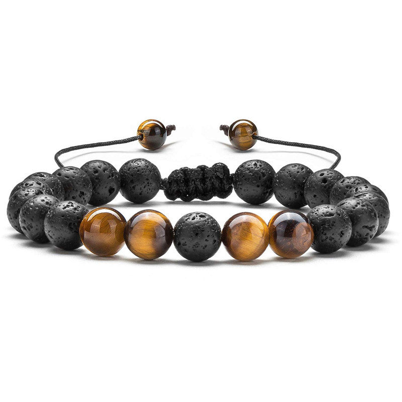 Tiger Eye Matte Black Agate Beads Bracelet