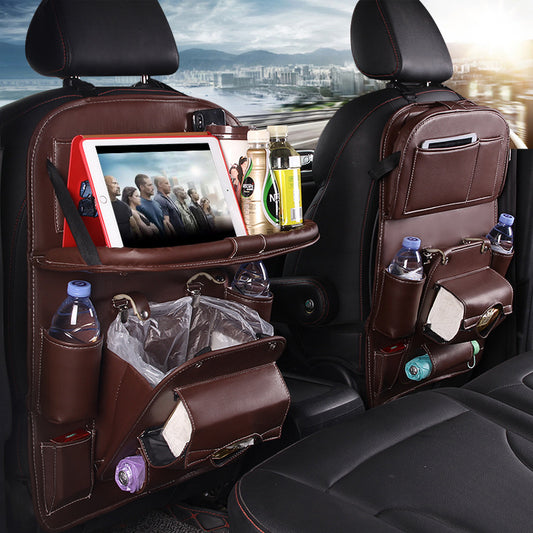 Leather Multifunction Back Seat Bag with Tray