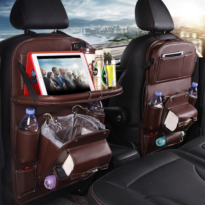 Leather Multifunction Back Seat Bag with Tray