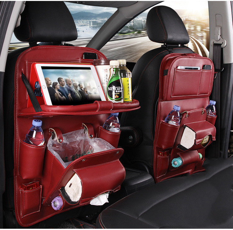 Leather Multifunction Back Seat Bag with Tray