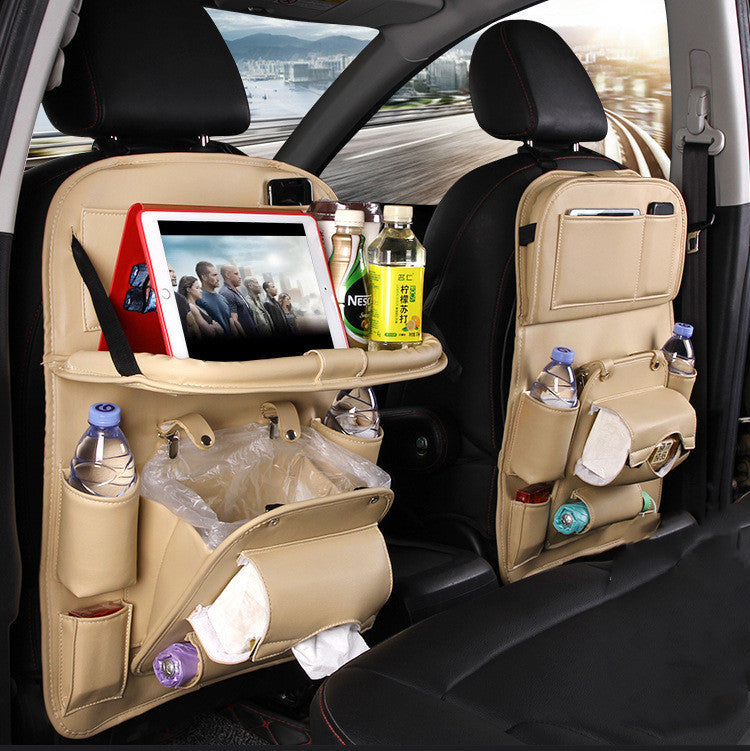 Leather Multifunction Back Seat Bag with Tray