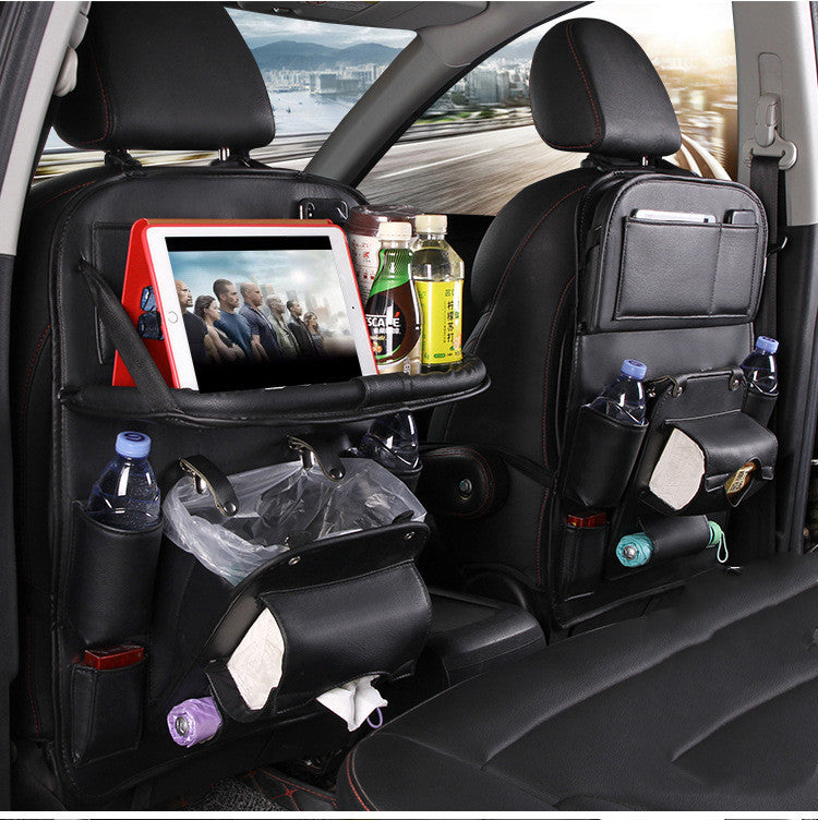 Leather Multifunction Back Seat Bag with Tray