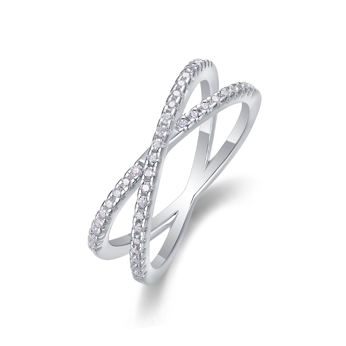 Tessera Double Band Moissanite Silver Ring