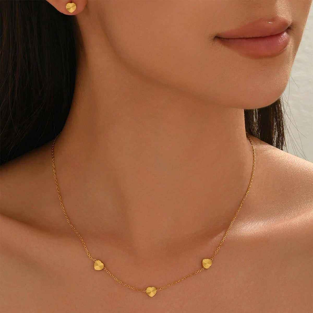 Twilight SET 18K Gold Plated Heart Necklace & EarringS