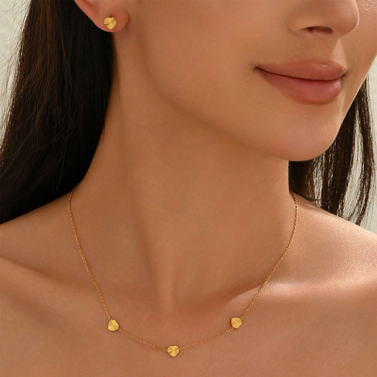 Twilight SET 18K Gold Plated Heart Necklace & EarringS