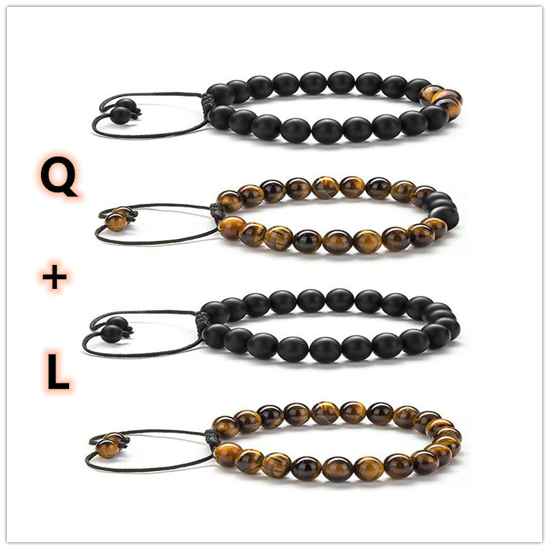 Tiger Eye Matte Black Agate Beads Bracelet