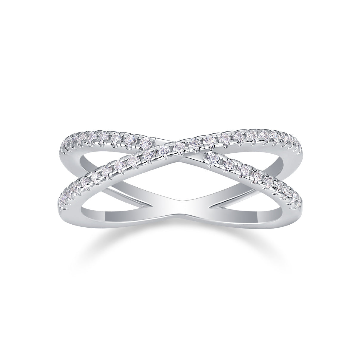 Tessera Double Band Moissanite Silver Ring