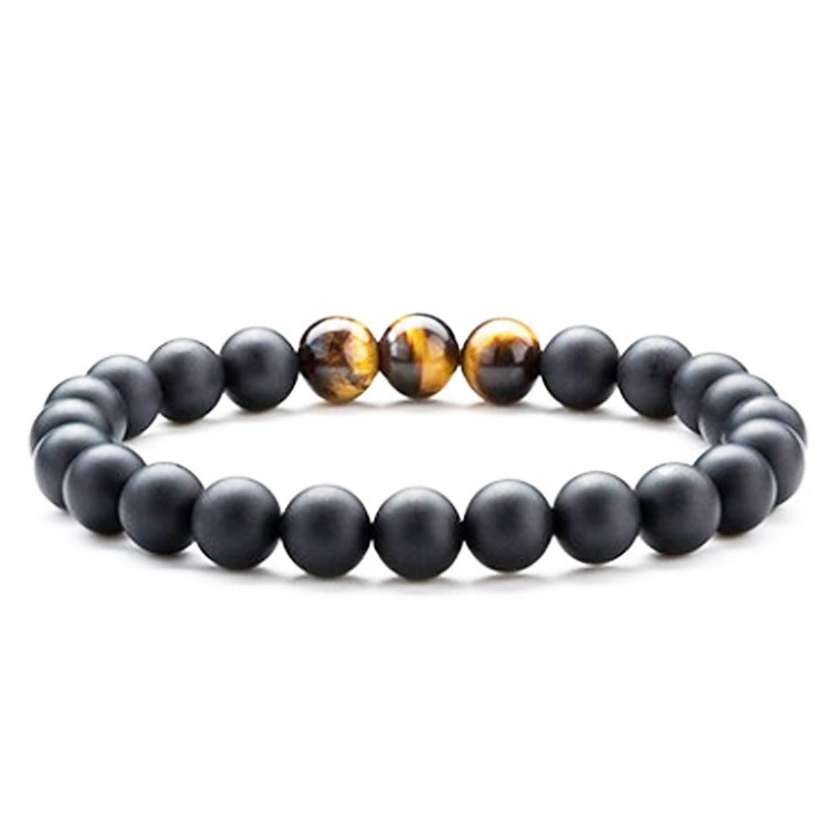 Tiger Eye Matte Black Agate Beads Bracelet