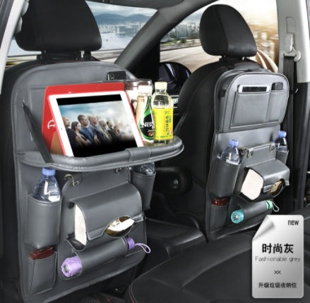 Leather Multifunction Back Seat Bag with Tray