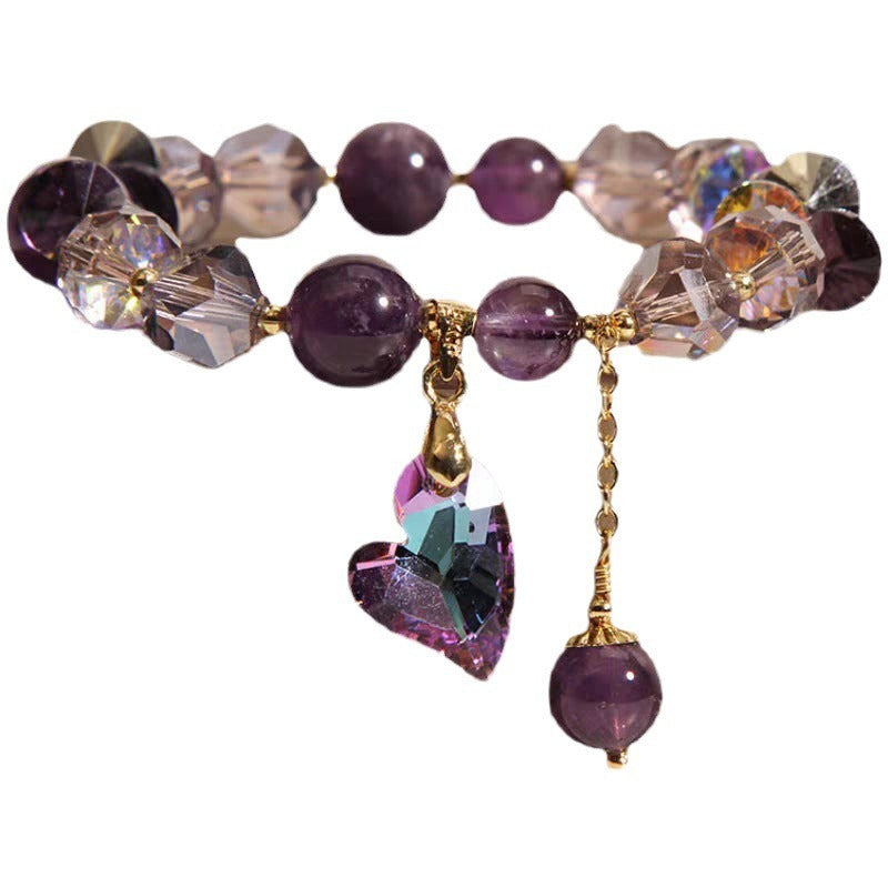 Purple Heart Crystal Natural Amethyst Bracelet