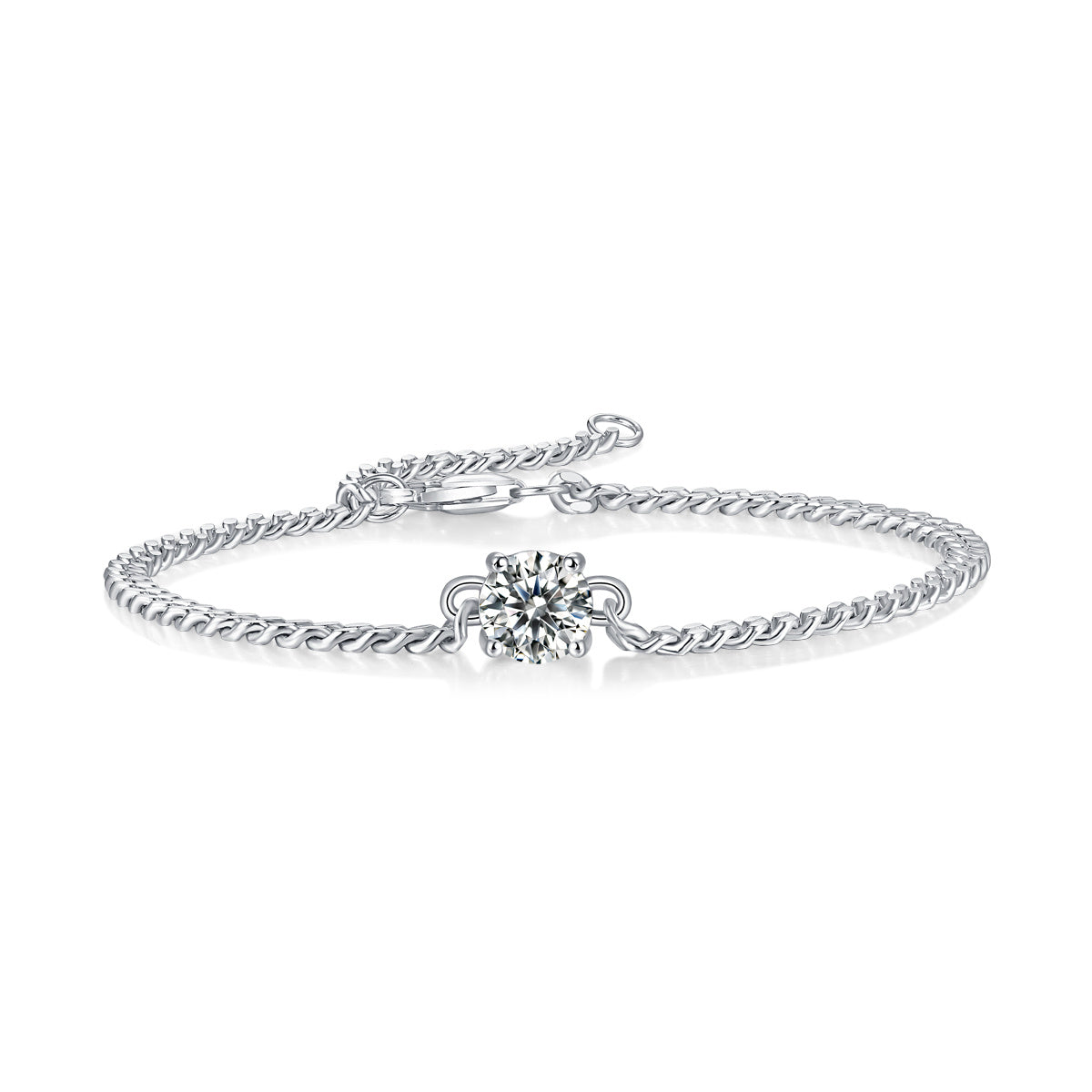 Opalina Cuban Moissanite Diamond Silver Bracelet