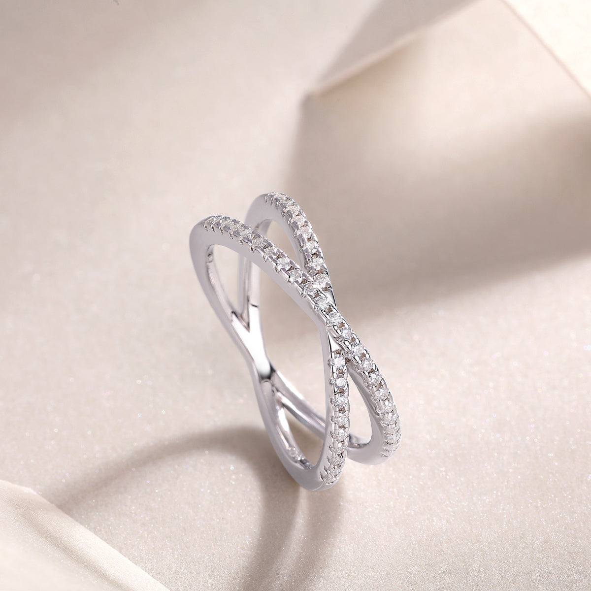 Tessera Double Band Moissanite Silver Ring