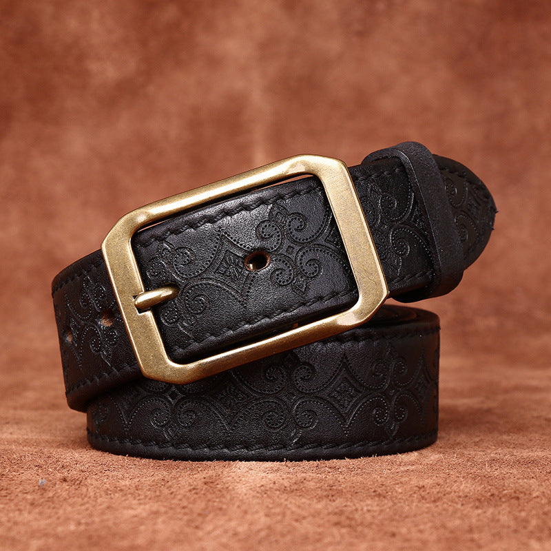 The Windsor Cowhide Carved Genuine Leather Belt