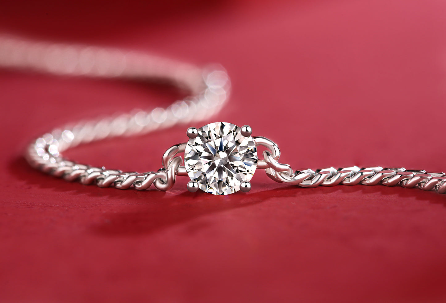 Opalina Cuban Moissanite Diamond Silver Bracelet