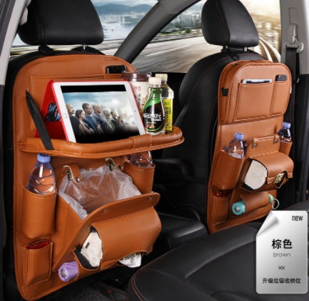 Leather Multifunction Back Seat Bag with Tray