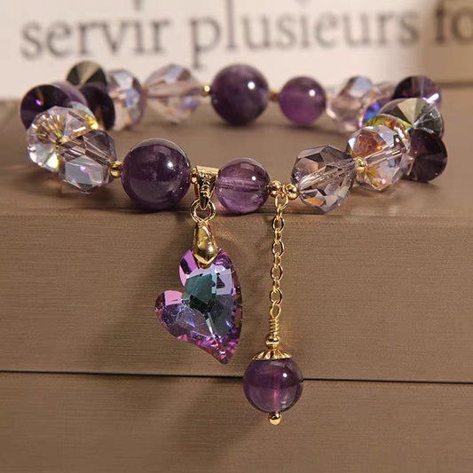 Purple Heart Crystal Natural Amethyst Bracelet