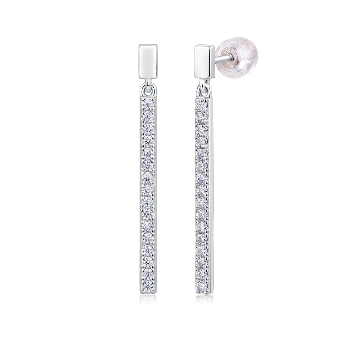 Véla Jumping Diamond Set Moissanite Silver Earrings